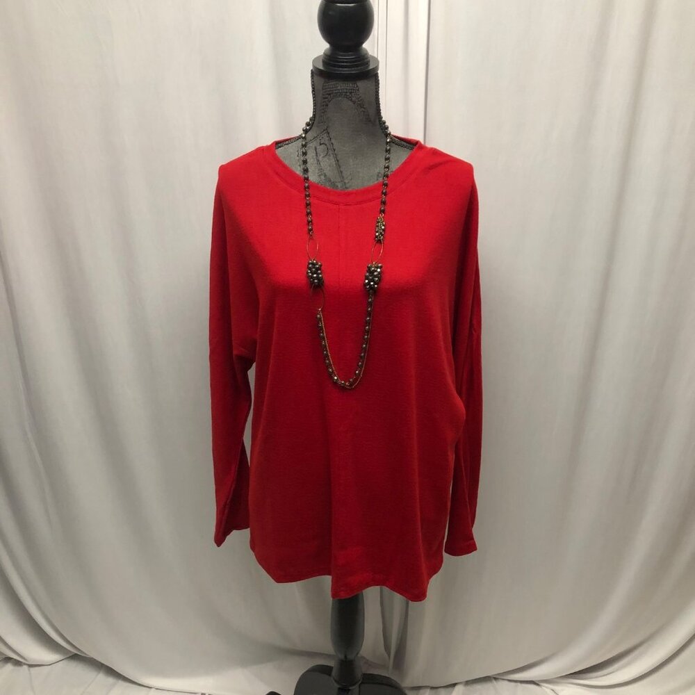 Red Long Sleeve Relaxed Fit Top Womens Size 2X Casual Comfy NEW